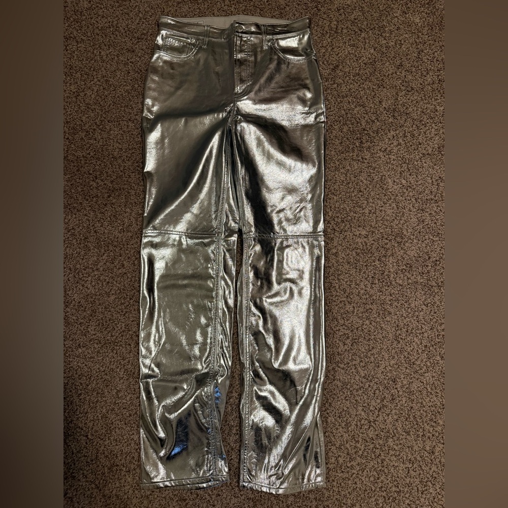 GAP Metallic Faux Leather Silver Pants